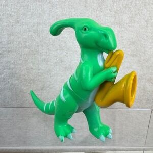 Vtg ANKYO Parasaurolophus Dinosaur Playing Yellow Saxophone Figurine Toy